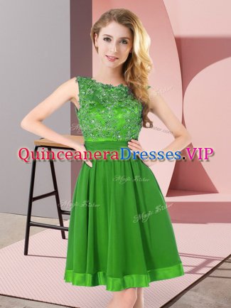 Chiffon Sleeveless Mini Length Damas Dress and Beading and Appliques