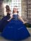 Fancy Floor Length Blue Pageant Gowns For Girls Tulle Sleeveless Beading