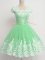 Exceptional A-line Court Dresses for Sweet 16 Apple Green Square Tulle Cap Sleeves Knee Length Zipper
