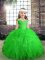 Latest Sleeveless Tulle Floor Length Lace Up Little Girl Pageant Dress in Green with Beading and Ruffles
