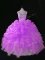 Popular Sleeveless Organza Floor Length Zipper Sweet 16 Dress in Lilac with Sequins and Pick Ups