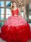 Two Pieces Party Dresses Multi-color V-neck Organza Sleeveless Floor Length Zipper