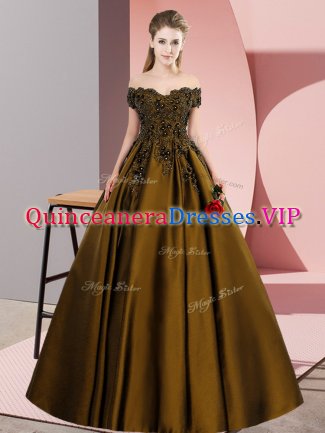 Floor Length Brown Quinceanera Dress Off The Shoulder Sleeveless Zipper