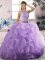 Lavender Two Pieces Beading and Ruffles 15 Quinceanera Dress Zipper Tulle Sleeveless Floor Length