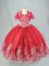 Ball Gowns Kids Formal Wear Red Spaghetti Straps Tulle Sleeveless Floor Length Lace Up