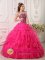 Avon Indiana/IN Cheap Hot Pink Quinceanera Dress For Sweetheart Organza With Beading Ball Gown
