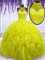 Organza Sleeveless Floor Length Quinceanera Dresses and Beading and Ruffles