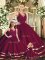 Romantic Burgundy Backless Quince Ball Gowns Ruffled Layers Sleeveless Floor Length
