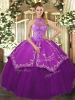 On Sale Floor Length Ball Gowns Sleeveless Eggplant Purple Quinceanera Dress Lace Up(SKU SJQDDT1143002-3BIZ)