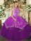 On Sale Floor Length Ball Gowns Sleeveless Eggplant Purple Quinceanera Dress Lace Up