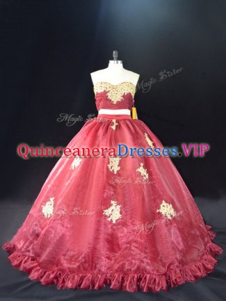 Discount Red and Burgundy Ball Gown Prom Dress Sweetheart Sleeveless Zipper