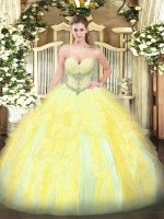 Sweetheart Sleeveless Lace Up Quinceanera Gown Gold Tulle(SKU SJQDDT1408002-3BIZ)