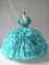 Extravagant Organza Strapless Sleeveless Lace Up Beading 15th Birthday Dress in Turquoise