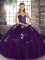 High Class Purple Sleeveless Floor Length Beading and Appliques Lace Up Sweet 16 Quinceanera Dress