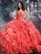 Traditional Organza Sleeveless Floor Length Quinceanera Gown and Beading and Ruffles