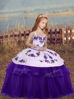 Inexpensive Floor Length Side Zipper Kids Pageant Dress Eggplant Purple for Party and Wedding Party with Embroidery(SKU PAG1279-1BIZ)