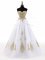 Dramatic Floor Length A-line Sleeveless White Quinceanera Dress Lace Up