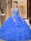 Sleeveless Backless Floor Length Lace and Appliques and Ruffles and Pick Ups Sweet 16 Dresses