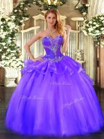 Purple Sweetheart Neckline Beading Quinceanera Dresses Sleeveless Lace Up