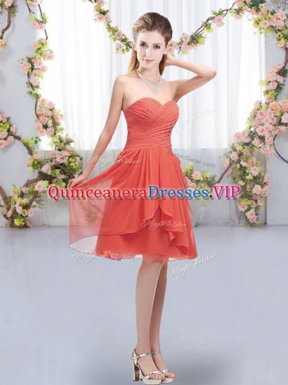Coral Red Sweetheart Neckline Ruffles and Ruching Damas Dress Sleeveless Lace Up - Click Image to Close