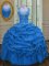Blue Ball Gowns Taffeta Straps Sleeveless Beading and Pick Ups Floor Length Lace Up 15th Birthday Dress