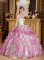 Burlington Iowa/IA Latest Fuchsia and Apple Green Organza With Appliques Floor-length Quinceanera Dress Sweetheart Ball Gown