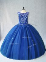 Ideal Blue Sweet 16 Dresses Sweet 16 and Quinceanera with Beading Scoop Sleeveless Lace Up(SKU PSSW0981-2BIZ)