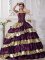 Council Bluffs Iowa/IA Beautiful Embroidery Decorate Purple and Gold Quinceanera Dress With Floor-length Taffeta