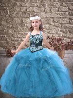 Baby Blue Sleeveless Embroidery and Ruffles Floor Length Casual Dresses(SKU PAG1340-6BIZ)