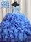 Latest Visible Boning Bling-bling Organza Sleeveless With Train Ball Gown Prom Dress Brush Train and Beading and Ruffles