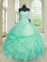 Trendy Sleeveless Beading and Ruffles Lace Up 15th Birthday Dress