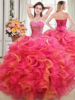Sweetheart Sleeveless Lace Up 15th Birthday Dress Multi-color Organza