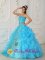 Lexington South Carolina S/C Strapless Floor-length Aque Blue Ruffles Surprise Quinceanera Dresses With Appliques For Sweet 16