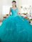 Top Selling Teal Ball Gowns Straps Sleeveless Tulle Floor Length Zipper Beading and Ruffles 15 Quinceanera Dress