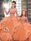 Clearance Halter Top Sleeveless Organza Sweet 16 Dresses Beading and Ruffles Lace Up