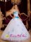 A-line Sweetheart Aqua and White Quinceanera Dress With Appliques Tulle In Bajos de Haina Dominican Republic