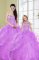 Latest Lilac Ball Gowns Organza Sweetheart Sleeveless Beading and Sequins Floor Length Lace Up Quinceanera Dress