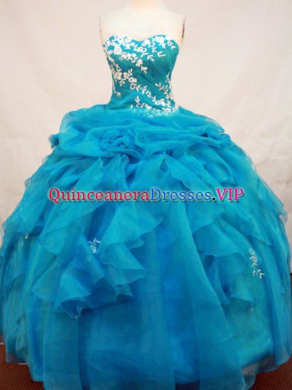 Best Seller Ball Gown Sweetheart Neck Floor-Length Blue Beading and Appliques Quinceanera Dresses Style FA-S-136 - Click Image to Close