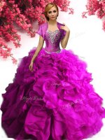Fine Floor Length Fuchsia Party Dress for Toddlers Sweetheart Sleeveless Lace Up