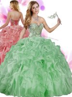 Superior Organza Sweetheart Sleeveless Lace Up Beading and Ruffles 15th Birthday Dress in Green(SKU SJQDDT762002BIZ)