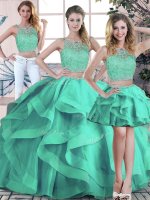 Modern Floor Length Ball Gowns Sleeveless Turquoise Ball Gown Prom Dress Zipper