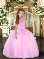 Halter Top Sleeveless Kids Formal Wear Floor Length Beading Lilac Organza(SKU PAG1159-1BIZ)