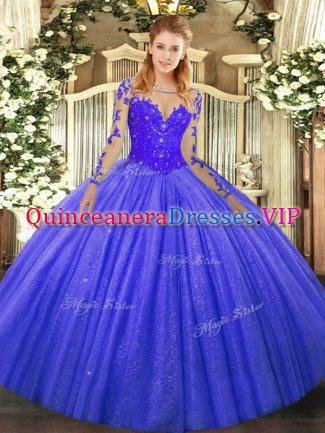 Long Sleeves Lace Lace Up Quinceanera Dresses