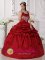 Nederland CO Scoop Taffeta Beaded Decorate Clearance Wine Red Quinceanera Dress