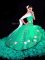 Turquoise Military Ball Dresses For Women Military Ball and Sweet 16 and Quinceanera with Embroidery and Ruffles Sweetheart Sleeveless Brush Train Lace Up