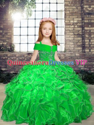 Perfect Sleeveless Beading and Ruffles Floor Length Pageant Dress for Teens