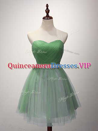 Romantic Sleeveless Mini Length Beading and Ruching Lace Up Court Dresses for Sweet 16 with