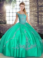 Flare Floor Length Ball Gowns Sleeveless Turquoise 15th Birthday Dress Lace Up(SKU SJQDDT2103002-4BIZ)