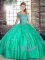 Flare Floor Length Ball Gowns Sleeveless Turquoise 15th Birthday Dress Lace Up