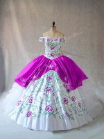 Comfortable White And Purple Sleeveless Floor Length Embroidery and Ruffles Lace Up Ball Gown Prom Dress(SKU PSSW0979-4BIZ)